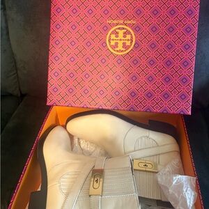 Tory Burch Cream Ankle Boots